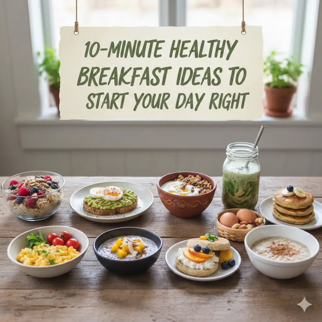 healthy breakfast ideas, quick breakfast recipes, 10 minute breakfast meals, easy healthy breakfasts, nutritious breakfast options, breakfast for busy mornings, healthy morning recipes