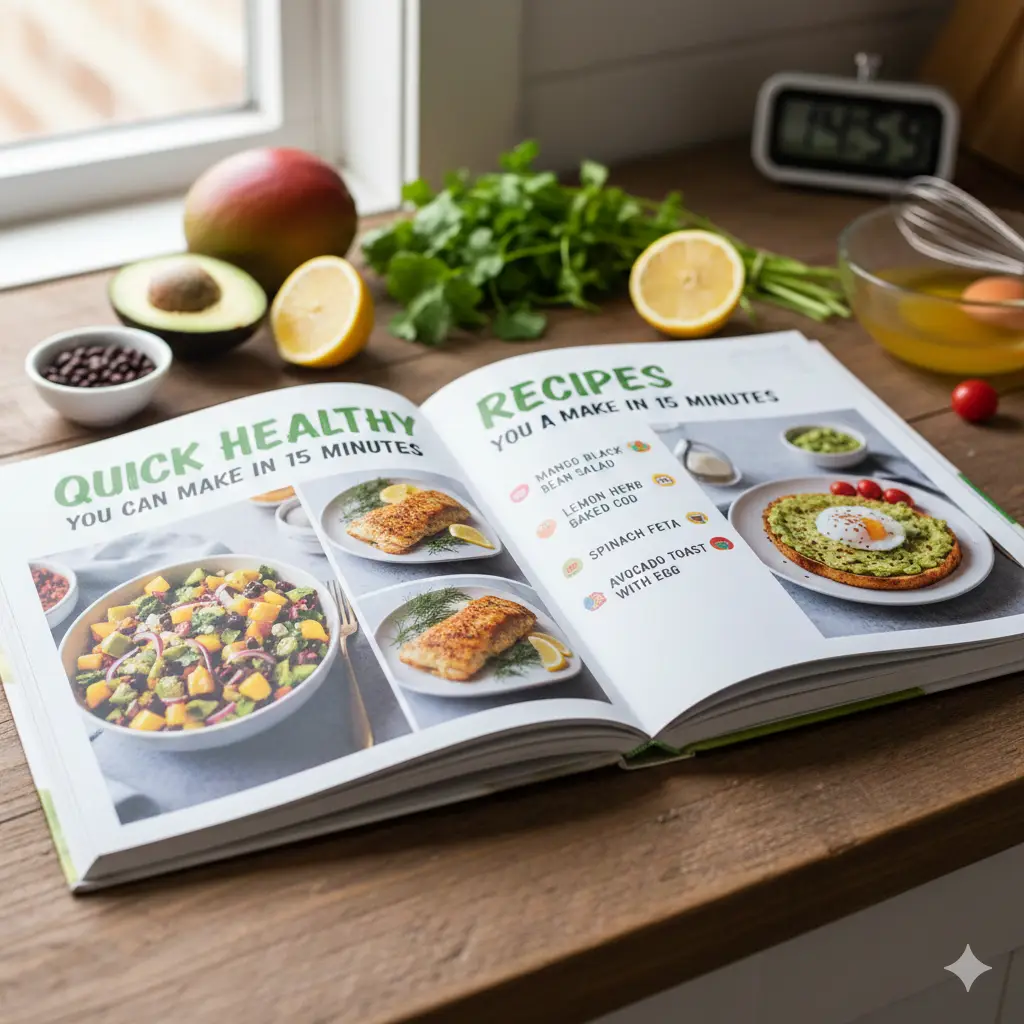 15 minute healthy meals, fast healthy recipes, easy healthy cooking, nutritious quick meals, healthy recipes for busy people